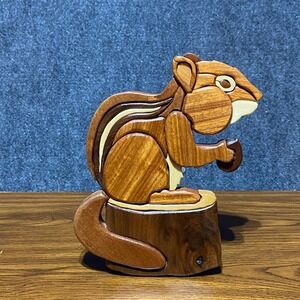 William F Foelsch Handcrafted Intarsia Wood Chipmunk Wall Art Mixed Woods PA